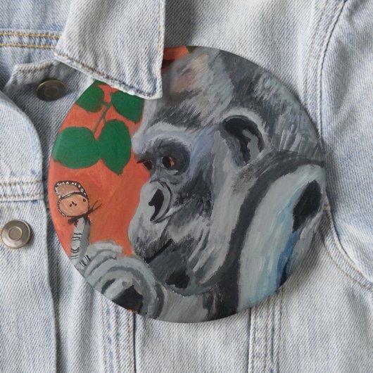 Knop Gorilla & vlinder Ronde Button 6,0 Cm (In situ)