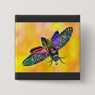 Knop gothic Moth Vierkante Button 5,1 Cm