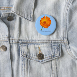 Knop - Goudsbloem aan steel Ronde Button 5,7 Cm
