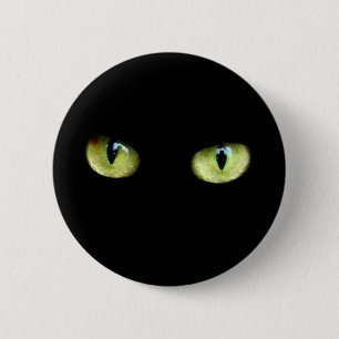 Knop Groenogen zwarte kat Ronde Button 5,7 Cm