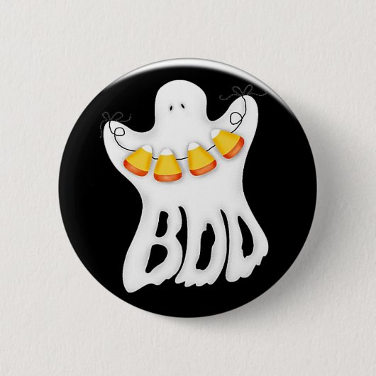 Knop Halloween-geest-boe Ronde Button 5,7 Cm (Voorkant)