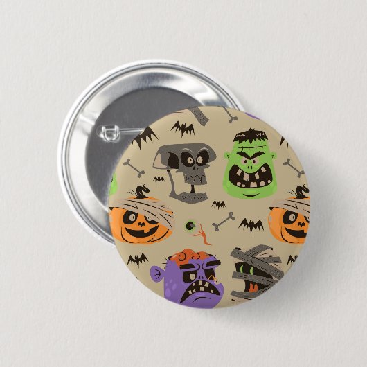Knop Halloween patroon Ronde Button 5,7 Cm (Voorkant /achterkant)