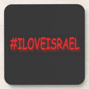 Knop het Ontwerp van de Uitdrukking "#ILOVEISRAE". Bier Onderzetter