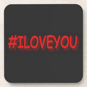 Knop het Ontwerp van de Uitdrukking "#ILOVEYou". B Bier Onderzetter