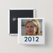 Knop Hillary 2012 Vierkante Button 5,1 Cm (Voorkant /achterkant)
