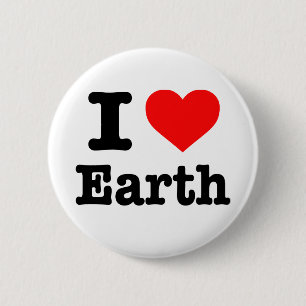 Knop 'I love Earth' Ronde Button 5,7 Cm