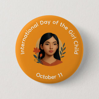 Knop - Internationale Dag van het Meisje Ronde Button 5,7 Cm