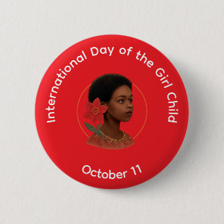 Knop - Internationale Dag van het Meisje Ronde Button 5,7 Cm