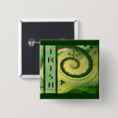 knop IRISH SHAMROCK Vierkante Button 5,1 Cm (Voorkant /achterkant)