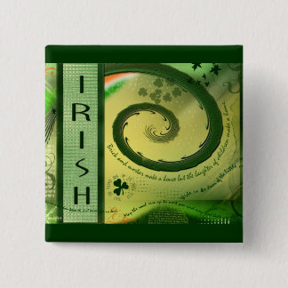 knop IRISH SHAMROCK Vierkante Button 5,1 Cm