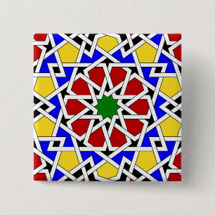 Knop Islamitisch geometrisch patroon Vierkante Button 5,1 Cm