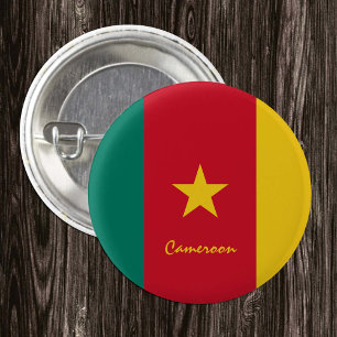 Knop Kameroen, patriottische mode Kameroense vlag Ronde Button 3,2 Cm