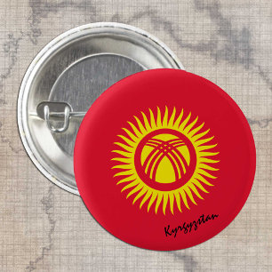 Knop Kirgizië, patriottisch Kirgizië Vlag Ronde Button 3,2 Cm