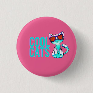 Knop Koele katten Ronde Button 3,2 Cm