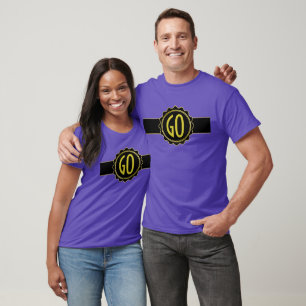 Knop Label Banner - Cirkel ZWART GOUD 6 + naam T-shirt