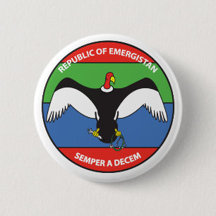 Knop Logo Republiek Emergistan Ronde Button 5,7 Cm