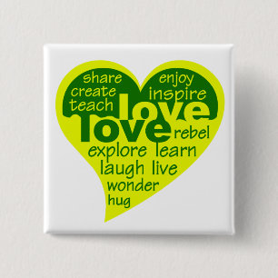 Knop Love Heart Vierkante Button 5,1 Cm