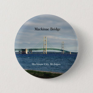 knop Mackinac Bridge Mackinaw City Ronde Button 5,7 Cm