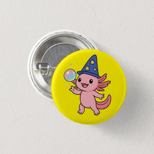 Knop met Cute Axolotl-tovenaar Ronde Button 3,2 Cm (Voorkant /achterkant)
