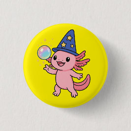 Knop met Cute Axolotl-tovenaar  Ronde Button 3,2 Cm