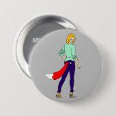 knop met het laxmeisje ronde button 7,6 cm (Voorkant /achterkant)