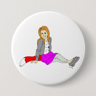 knop met het laxmeisje ronde button 7,6 cm