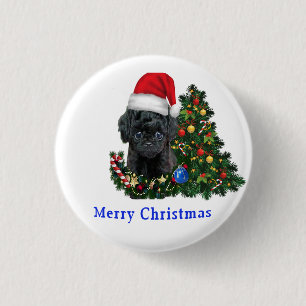 Knop met leuk dier kerst ronde button 3,2 cm