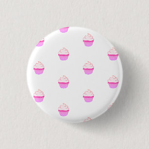 Knop met leuke roze cupcake ronde button 3,2 cm
