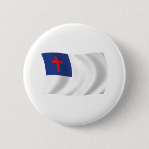 Knop met vlag van christendom ronde button 5,7 cm