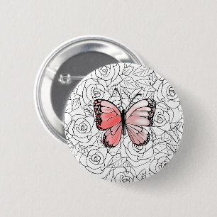 Knop met Vlinder Ronde Button 5,7 Cm