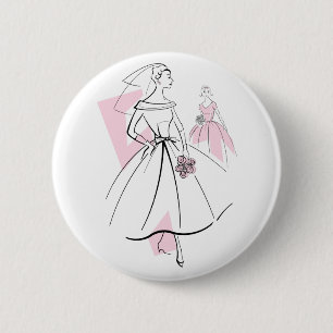 Knop mode Bride roze groep Ronde Button 5,7 Cm