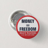 Knop Money=Freedom Ronde Button 3,2 Cm (Voorkant /achterkant)