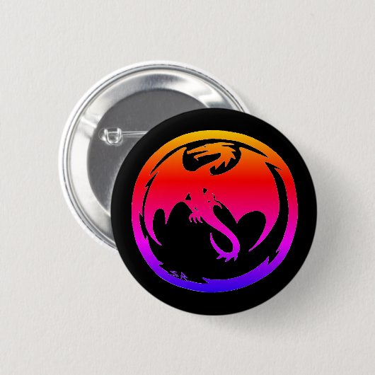 Knop Neon Dragon zwarte knop Ronde Button 5,7 Cm (Voorkant /achterkant)
