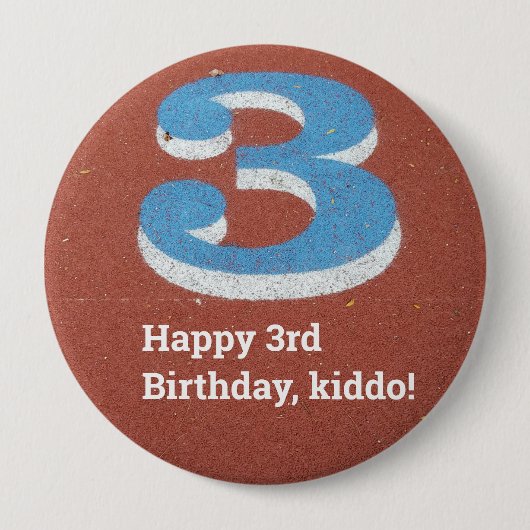 Knop Nummer derde verjaardag Running Ronde Button 4,0 Cm (Voorkant)