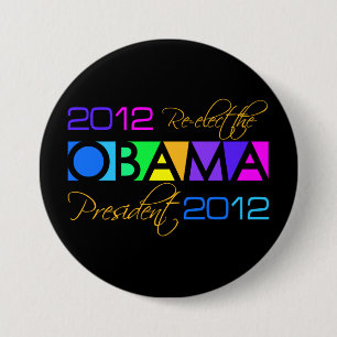 Knop OBAMA 2012 Ronde Button 7,6 Cm