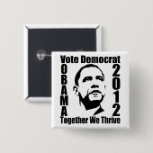 Knop OBAMA 2012 Vierkante Button 5,1 Cm (Voorkant /achterkant)