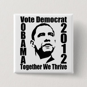 Knop OBAMA 2012 Vierkante Button 5,1 Cm