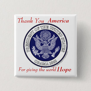 Knop Obama.Bedankt voor je hoop Vierkante Button 5,1 Cm