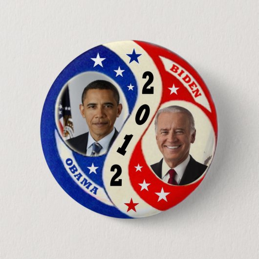 Knop Obama Biden 2012 Jugate Ronde Button 5,7 Cm (Voorkant)