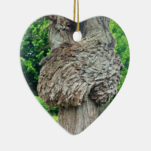 Knop op boomstam, Knar, Natuur groen Keramisch Ornament (Rechts)