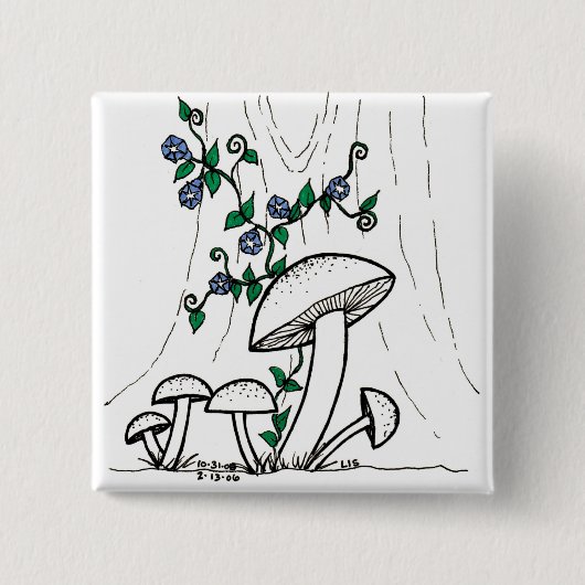 Knop Paddenstoelen en bliksem Vierkante Button 5,1 Cm (Voorkant)