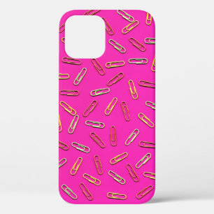 KNOP Papierknip op roze iPhone 12 Hoesje