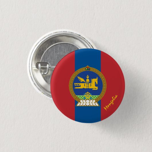 Knop Patriottische Mongolië, Mongoolse vlag Ronde Button 3,2 Cm (Voorkant /achterkant)