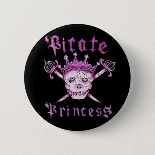 Knop Pirate Princess Ronde Button 5,7 Cm (Voorkant)