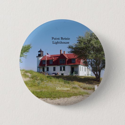 Knop Point Betsie Lighthouse Ronde Button 5,7 Cm (Voorkant)