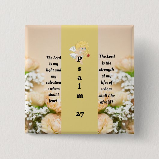 Knop Psalm 27:1 Vierkante Button 5,1 Cm (Voorkant)