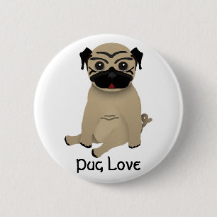 Knop Pug Love Ronde Button 5,7 Cm