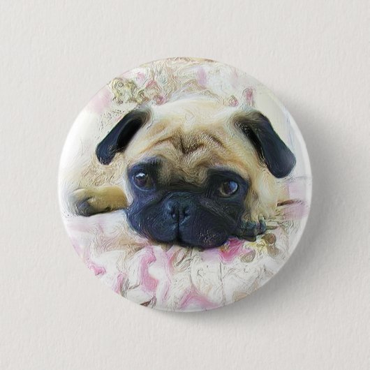 Knop Pug Ronde Button 5,7 Cm (Voorkant)