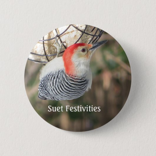 Knop Red-bellied Woodpecker Ronde Button 5,7 Cm (Voorkant)
