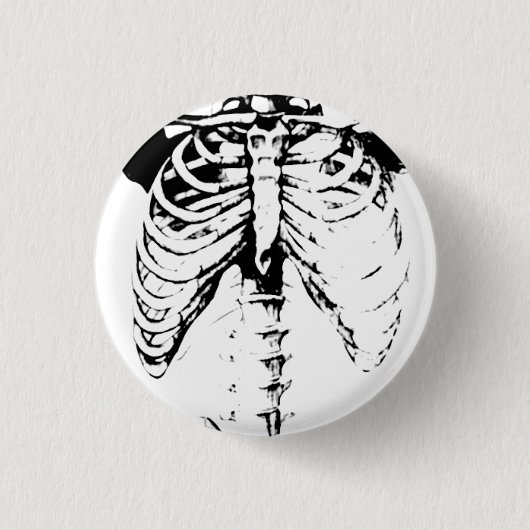Knop Ribcage Skeleton Gothic Ronde Button 3,2 Cm (Voorkant)